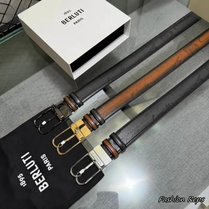 Berluti 35MM Scritto Leather Reversible Belts