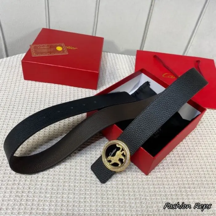 Cartier 40MM Black Panther Round Buckle Belt