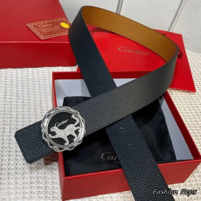 Cartier 40MM Brown Panther Round Buckle Belt