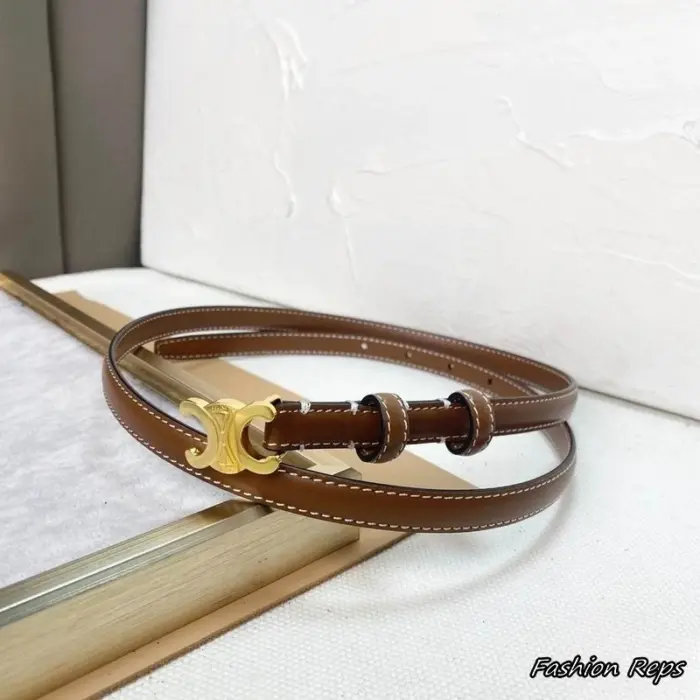 Celine 13MM Small Brown Triomphe Leather Belt