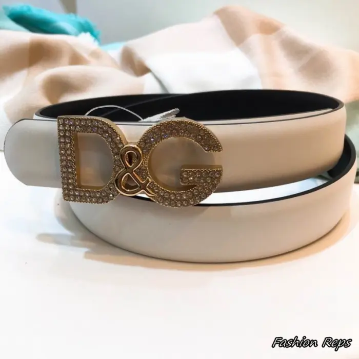 Dolce & Gabbana 25mm Polished Calfskin DG Logo Crystal Belt