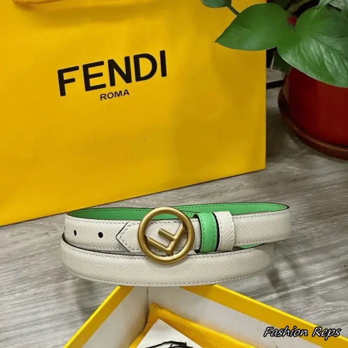 Fendi 20MM Thin White & Green Monogram Belt