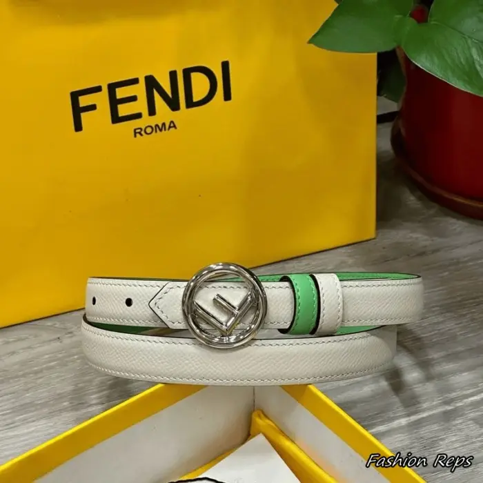 Fendi 20MM Silver Palladium Monogram Logo Thin Belt