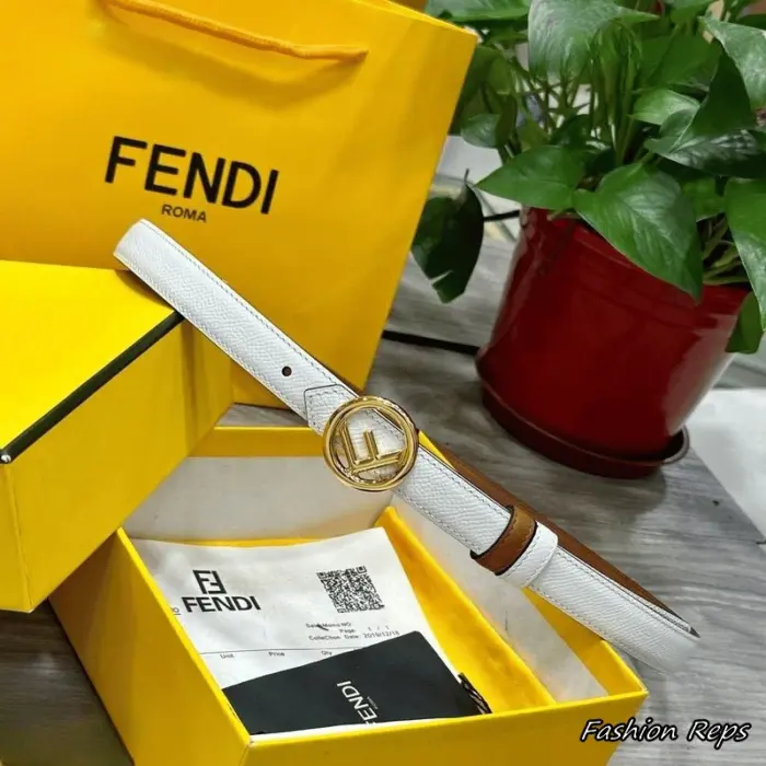 Fendi 20MM Circle F Logo Stud Buckle Belt