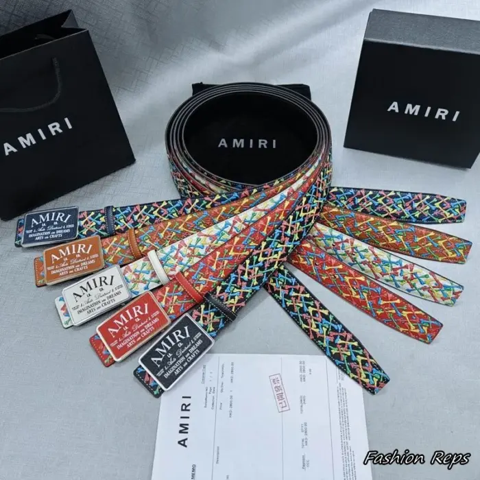 Amiri 38MM Skeleton Bone Print Leather Belts