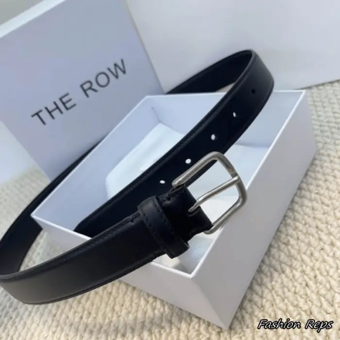 The Row 30MM Brushed Silver Buckle With Classic Black Leather Belt