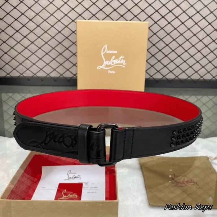 Christian Louboutin 38MM Black Spiked Frame Buckle Belt