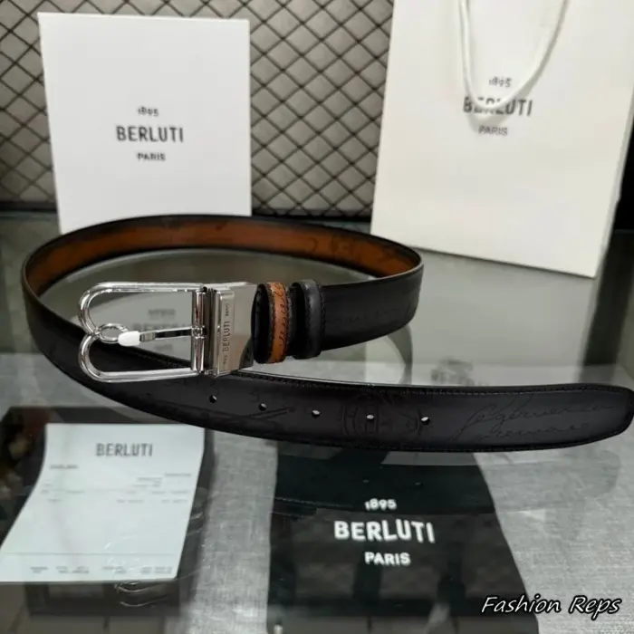 Berluti 35MM Scritto Leather Reversible Belt