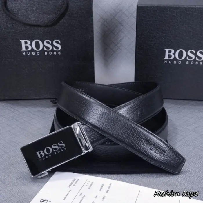Hugo Boss 35MM Black Automatic Ratchet Textured Leather Belt