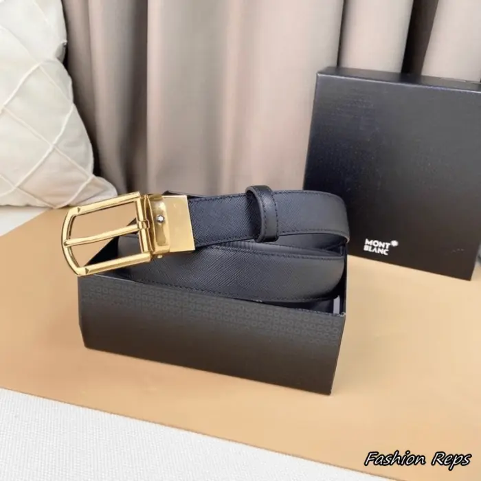 Montblanc 30MM Men's Reversible Star Emblem Leather Belt