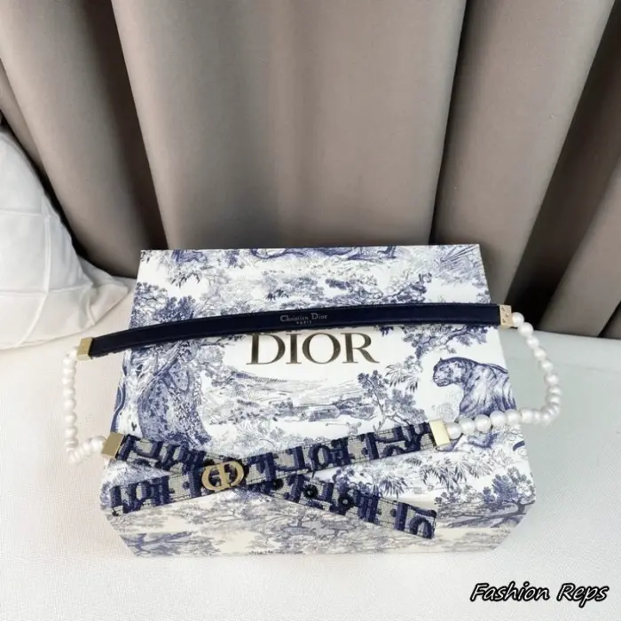 Dior 15MM Oblique Jacquard & Pearl Hybrid Belt
