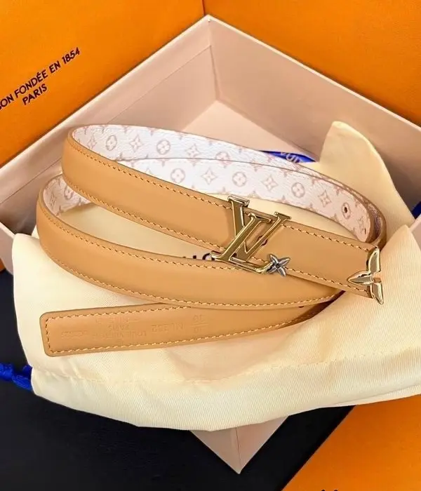 Louis Vuitton 20MM LV Logo Hardware Narrow Designer Leather Belt In Different Buckle Colors