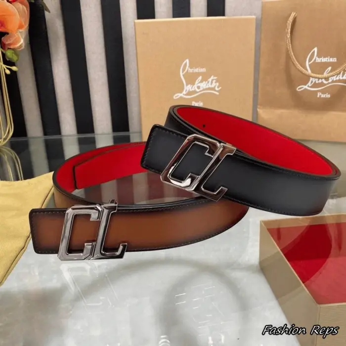 Christian Louboutin 38MM Geometric CL Logo Leather Belts
