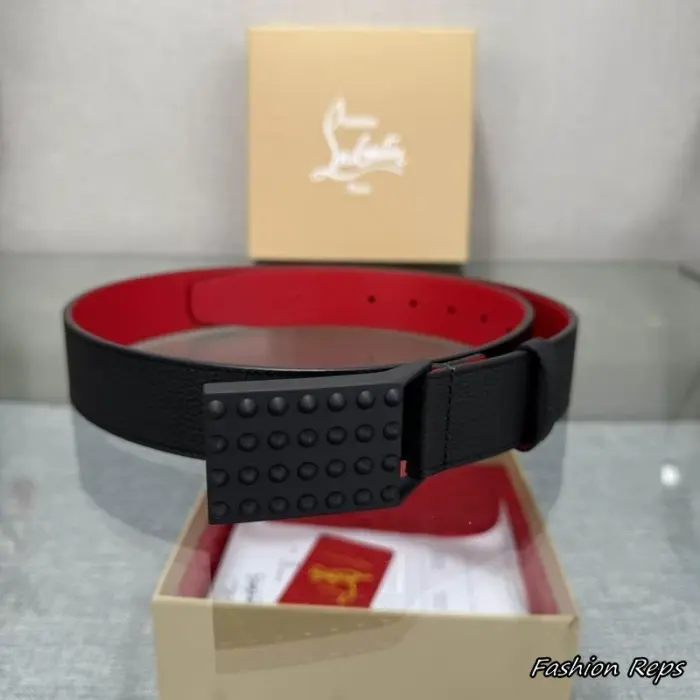 Christian Louboutin 35MM Spiked Plaque Leather Belt