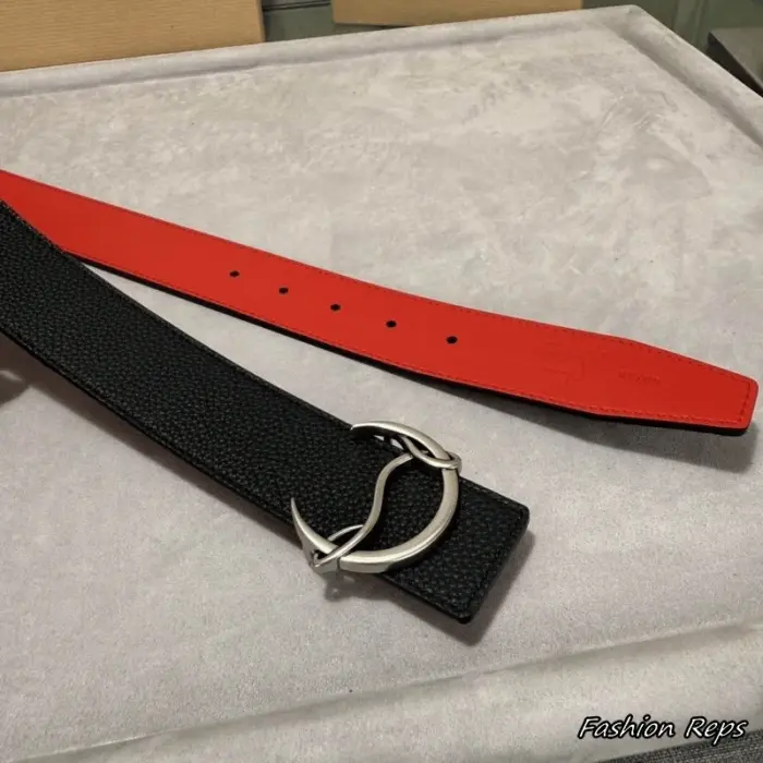 Christian Louboutin 38MM CL Logo Buckle Grained Leather Belt In Different Buckle Colors