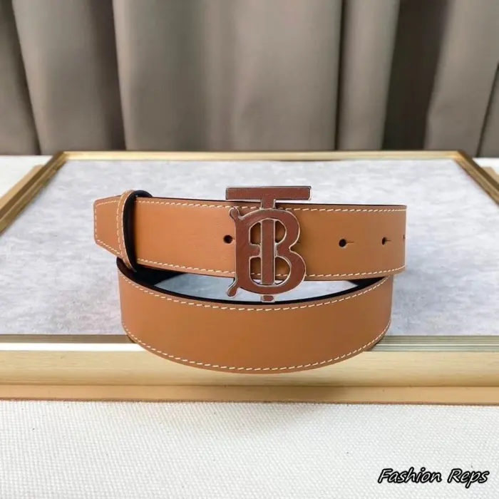 Burberry 35MM TB Monogram Leather Belt