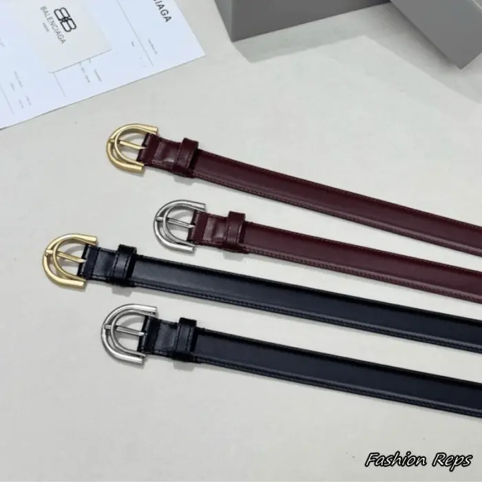 Balenciaga 25MM Oval Horseshoe Buckle Slim Leather Belts
