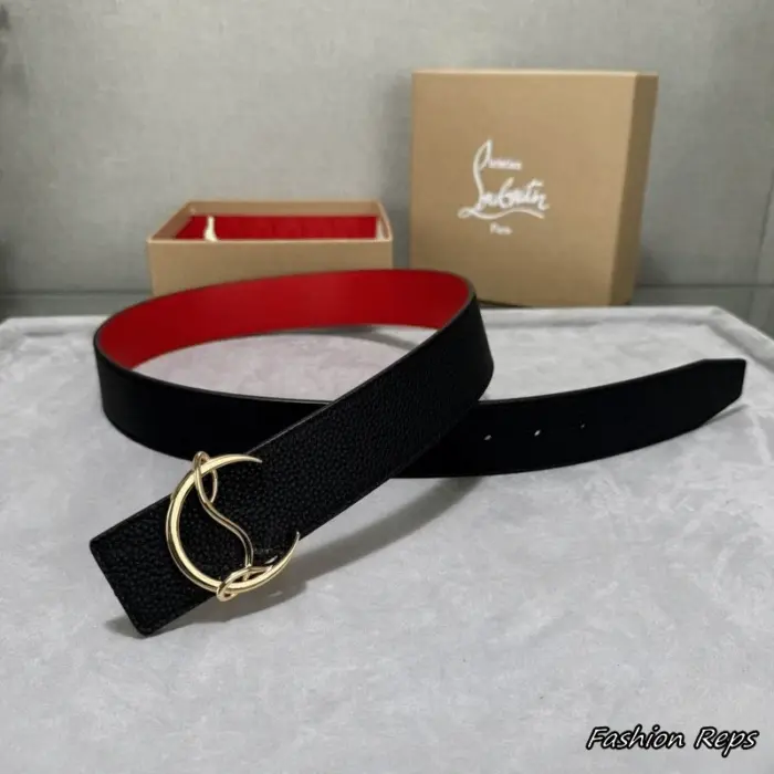 Christian Louboutin 38MM CL Logo Belt Grain Leather Belt In Different Buckle Colors
