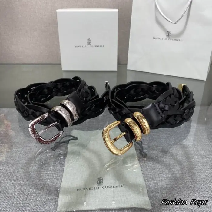 Brunello Cucinelli 30MM Engraved Western Braided Leather Belts In Different Buckle Colors