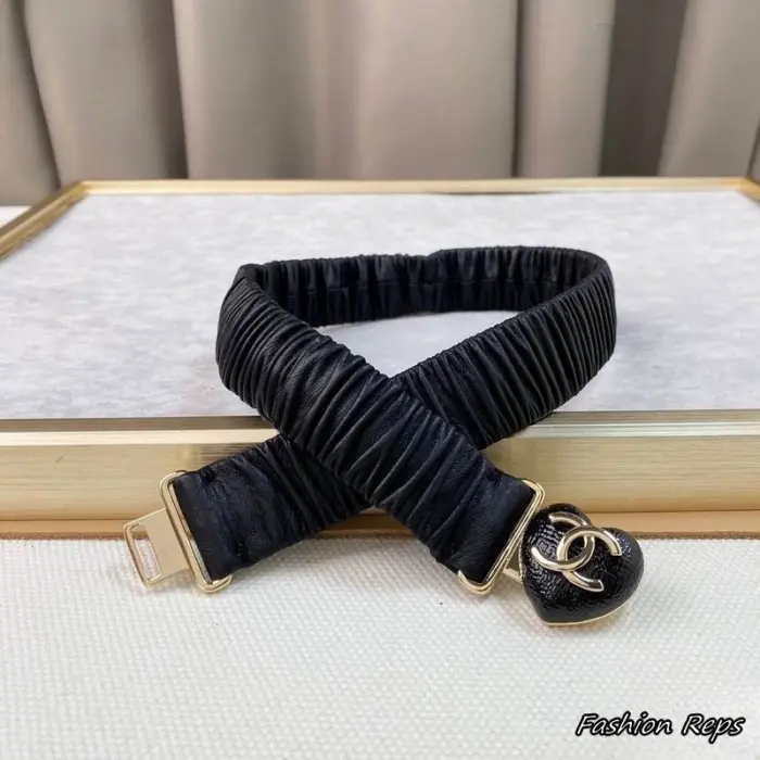 Chanel 25mm Ruched Lambskin Heart CC Belt