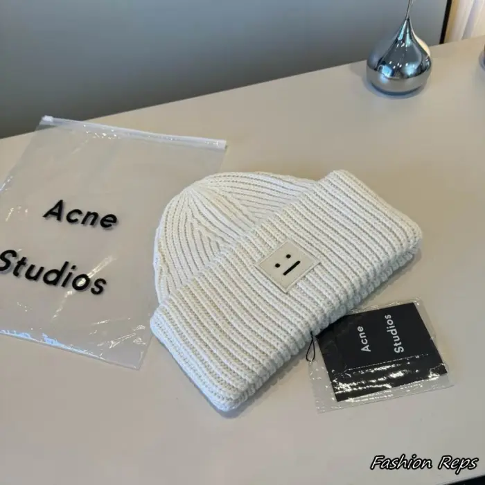 Acne Studios Pansy Face Beanies In 2 Colors
