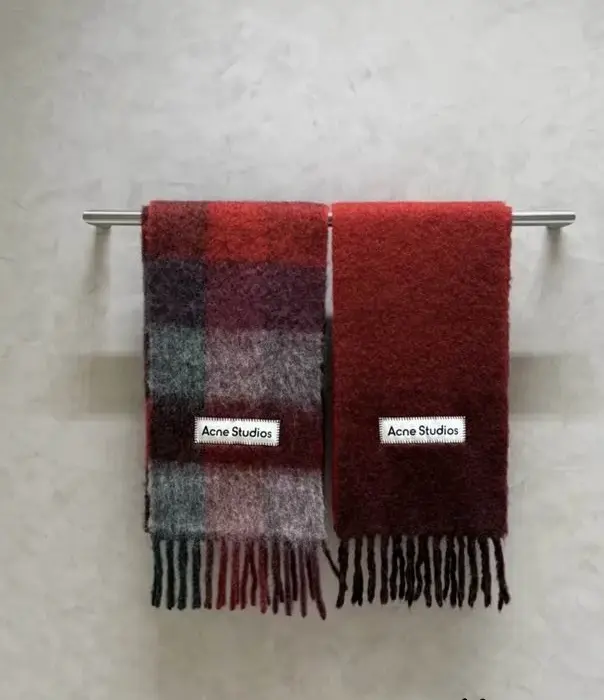 Acne Studios Fringe Check Mohair Scarf