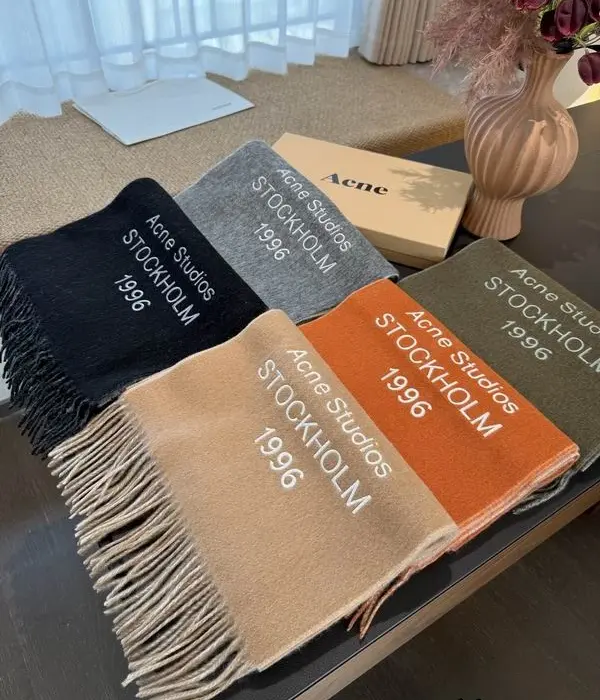 Acne Studios Logo Wool Scarf In Multiple Colors