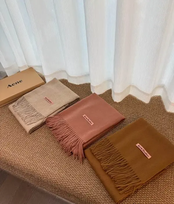 Acne Studios Wool Scarf With Classic Rectangular Woven Label In Different Colors