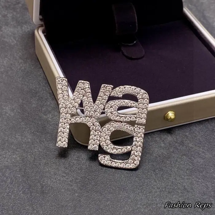 Alexander Wang Crystal Embellished Logo Brooch