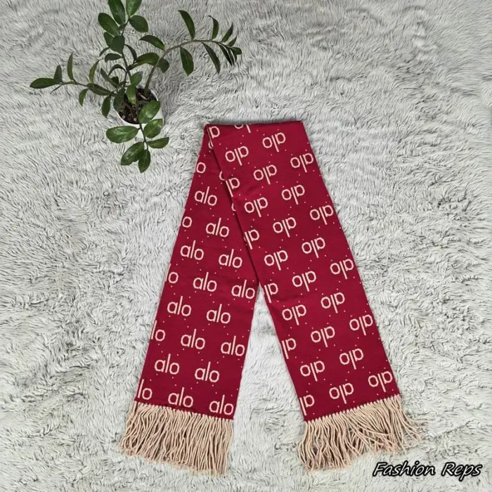 Alo All Over Patterned Winter Scarf With Fringe Trim In 2 Colors