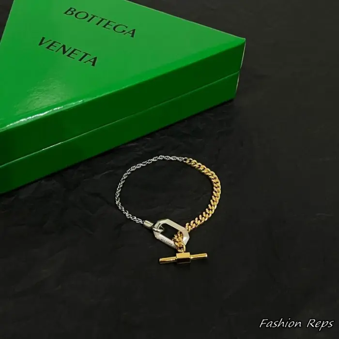 Bottega Veneta Mixed Chain Bi Color T Bar Bracelet