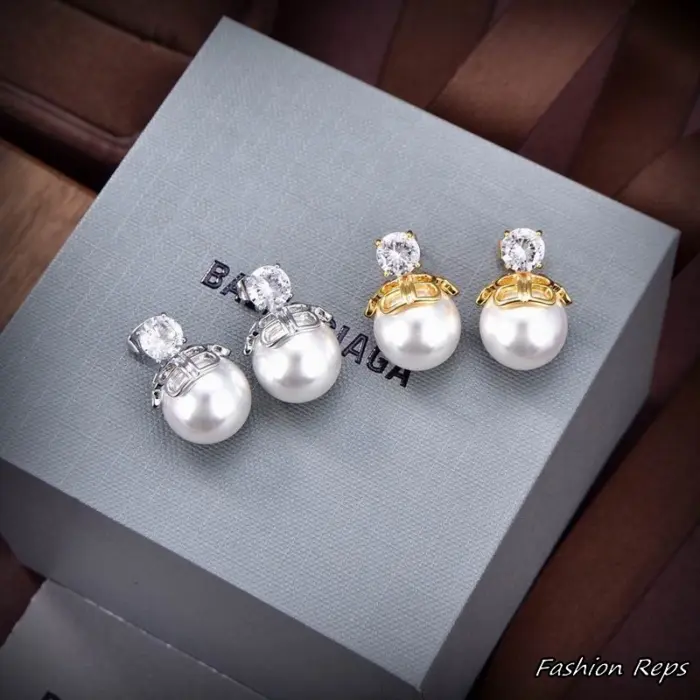 Balenciaga Pearl Drop Earrings In 2 Colors