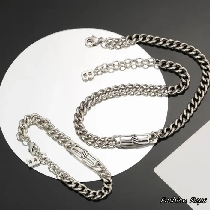 Balenciaga BB Icon Gourmette Necklace & Bracelet Set