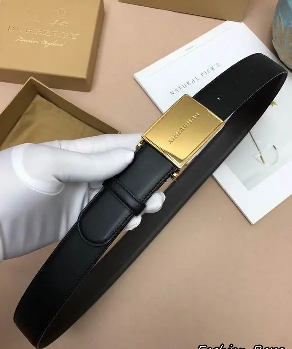 Burberry 34MM Engraved Logo Plaque Leather Belts In Different Buckle Colors