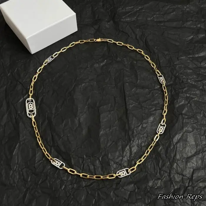 Burberry Crystal Detail Monogram Motif Chain Necklace