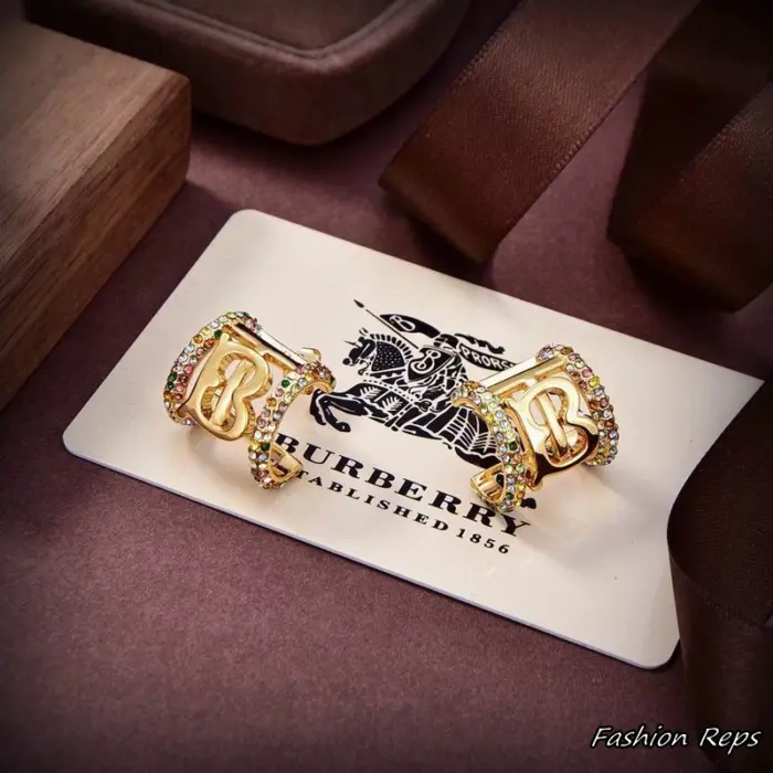 Burberry Crystal Detail Monogram Motif Hoop Earrings