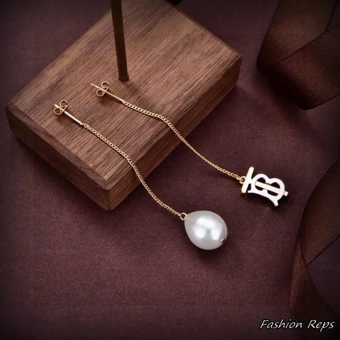 Burberry Monogram Motif Pearl Drop Earrings