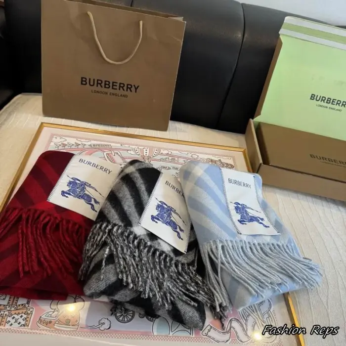 Burberry Check Cashmere Scarfs In 2 Colors
