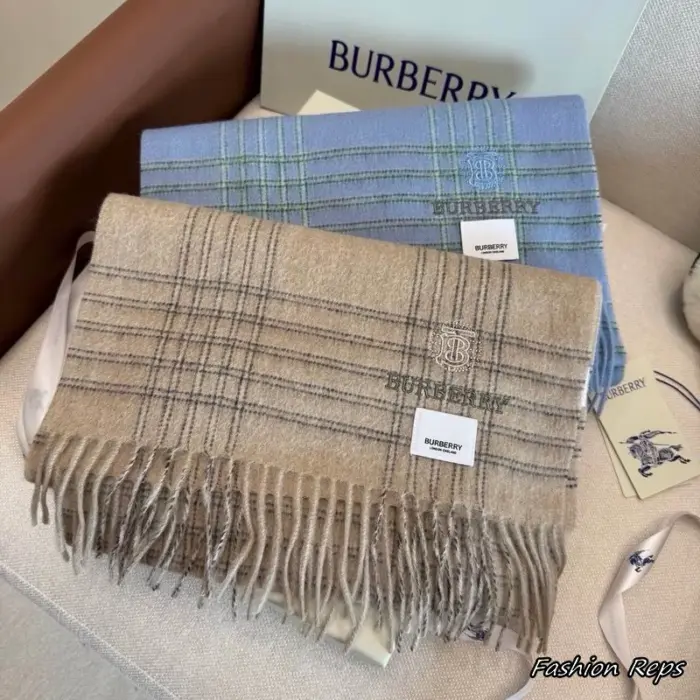 Burberry Plaid Patterned Fringed Scarf In 2 Colors