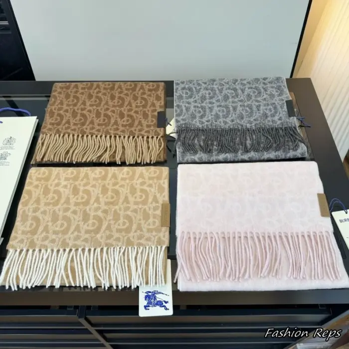 Burberry Patterned Scarf With Fringed Ends In 2 Colors
