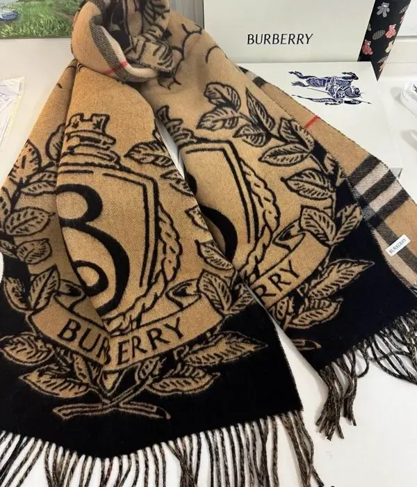 Burberry Wide Reversible Stormy Knight Scarf In 2 Colors