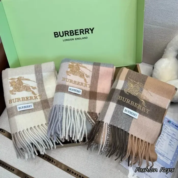 Burberry Checked Scarf With Embroidered Logo Detail In 2 Colors