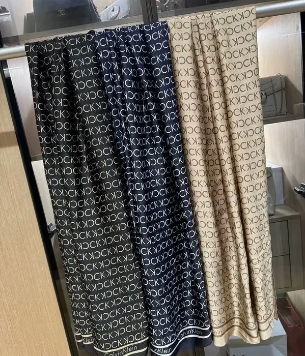 Calvin Klein Typography Monogram Pattern Scarfs In 2 Colors