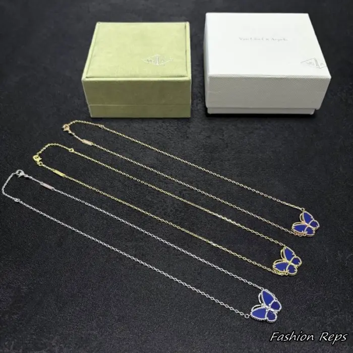 Van Cleef & Arpels Butterfly Motif Necklaces In Different Colors
