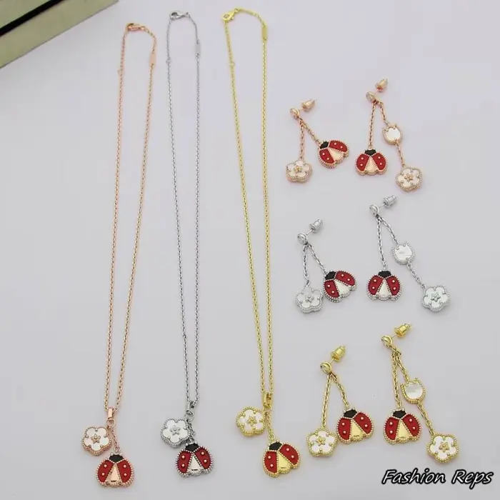 Van Cleef & Arpels Lucky Spring Necklace & Earrings Set In Different Colors