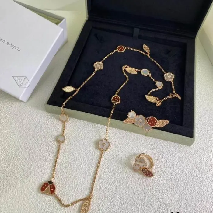 Van Cleef & Arpels Lucky Spring Necklace & Brooch & Ring Set