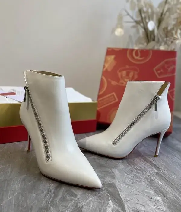 Christian Louboutin Women's Boots With Diagonal Zipper Along The Side In 2 Colors