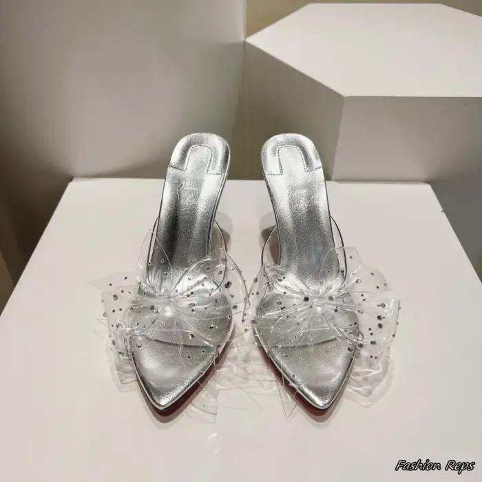 Christian Louboutin Jelly Strass Heels With Sparkling Crystal Embellished PVC Bow In Different Colors