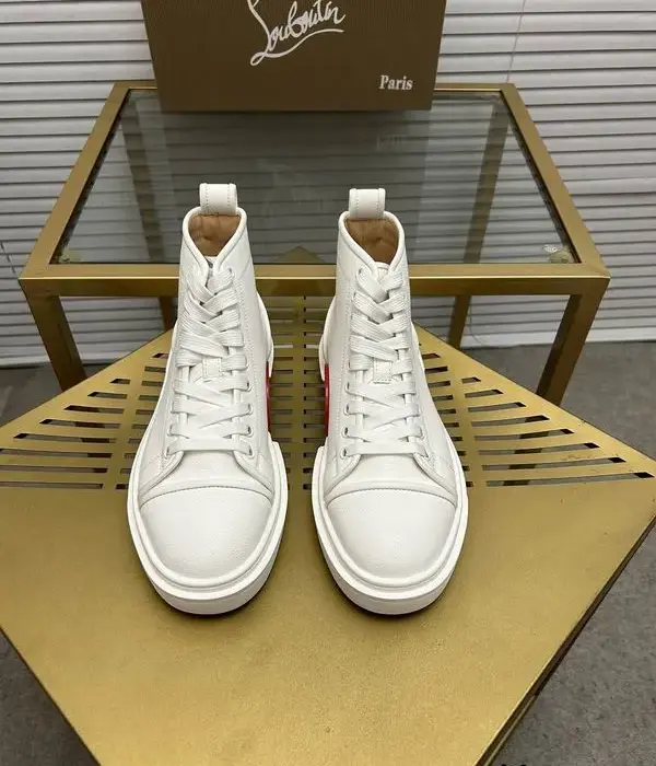 Christian Louboutin High Top Sneakers With Red Accent Along The Mid Sole