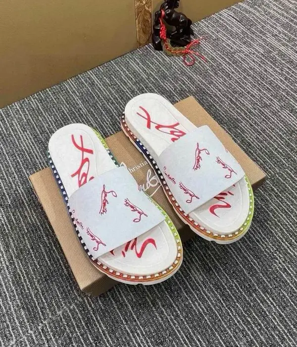 Christian Louboutin Pool Sliders With Signature Red Script Motif In 2 Colors